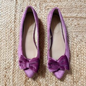 Isaac Mizrahi Purple Velvet Bow Flats